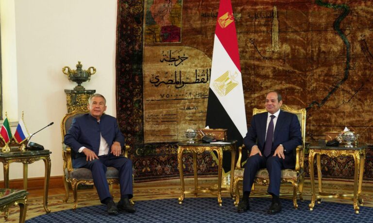 الرئيس عبد الفتاح السيسي يلتقي رستم مينيخانوف رئيس جمهورية تتارستان بروسيا الاتحادية بقصر الاتحادية يوم 14 أبريل 2026 - رئاسة الجمهورية